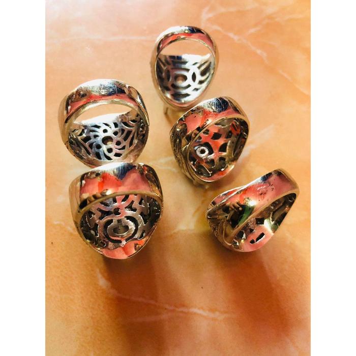 Ring Cincin Emban Akik Alpaka Zircon Microsetting Double Plat Seperti Perak.
