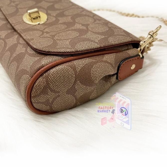 TAS Coach 34615 Mini Ruby Crossbody In Signature Canvas Khaki Brown Terlaris