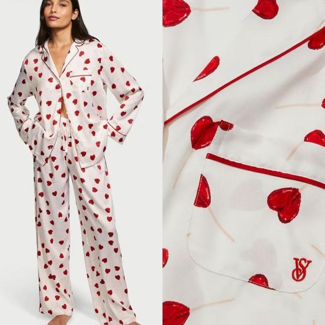 Set Piyama Victoria Secret Satin Tebal Pajamas List FT