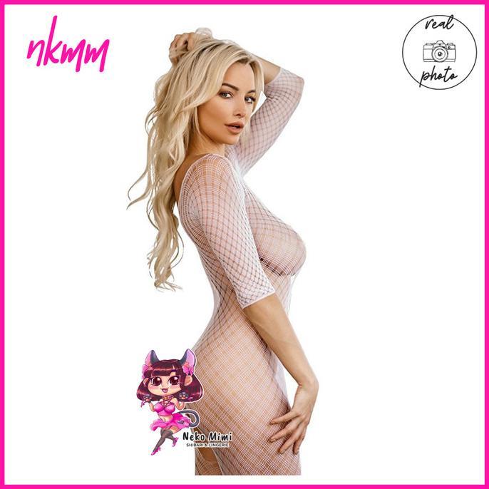 NKMM Body Stocking Fishnet Bodysuit Wanita Pria Lingerie Jala BST019