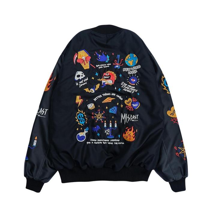 PROMO Miscast Varsity Jaket Vintage Hecate Full Bordir Black