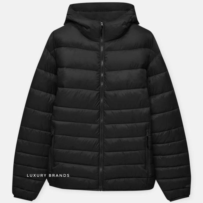 PROMO Jaket Bulu Angsa PULL & BEAR Original Basic Puffer Jacket Men Black