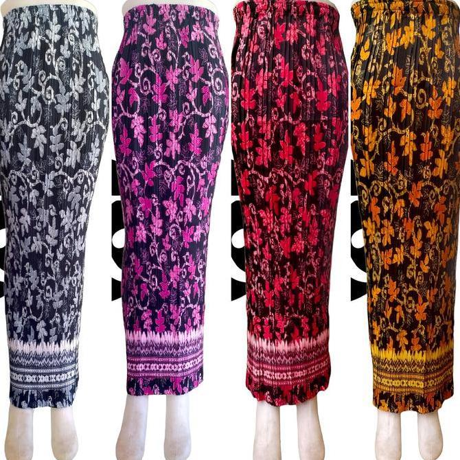Rok Plisket Batik Skirt Jarik Kain Bawahan Kebaya Pakaiyan Pesta Kondangan Wisuda Seragaman Wanita P