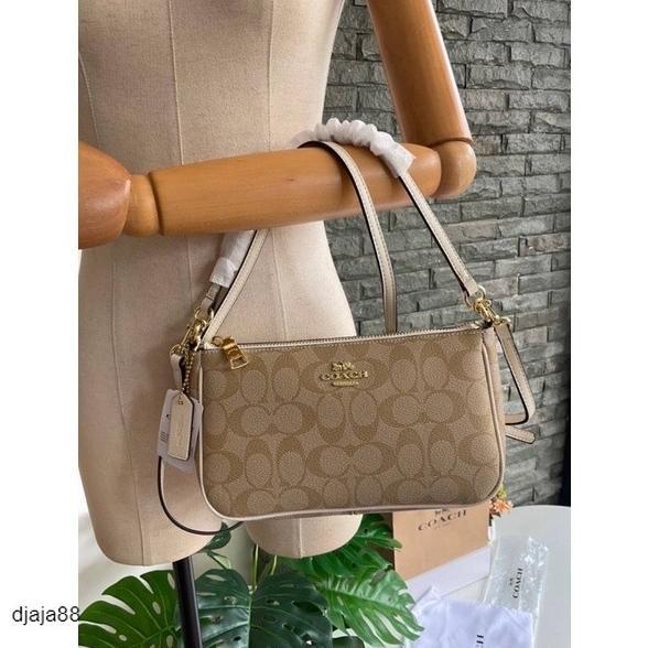 Tas Wanita Coach Top Handle Pouch In Signature Canvas White Terlaris