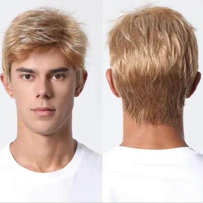 Wig Pria Pendek Wig Korean Style Wig Pendek Pria Wig Pendek Blonde Wig Pirang