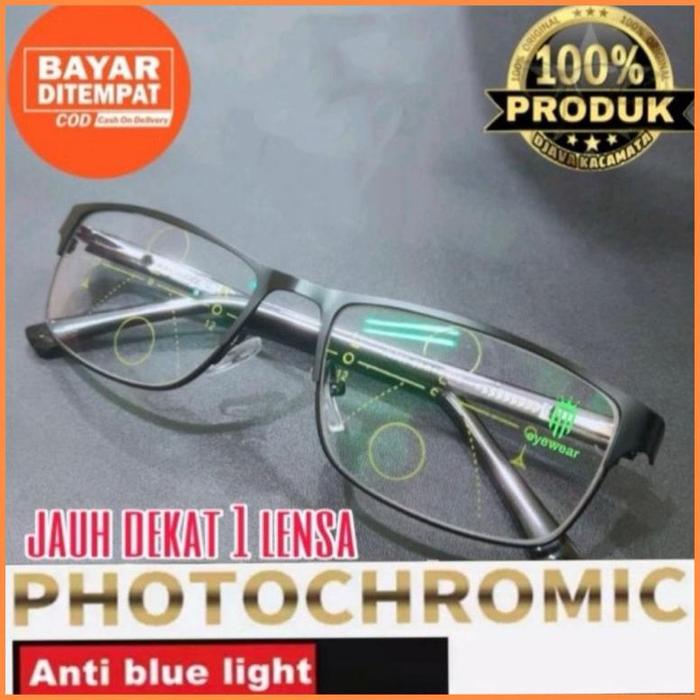 Kacamata Progresif Plus Baca Jalan Photocromic Premium Standar Optik