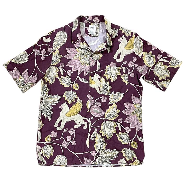Zara man hawaii shirt relaxed fit unicorn floral graphic floral