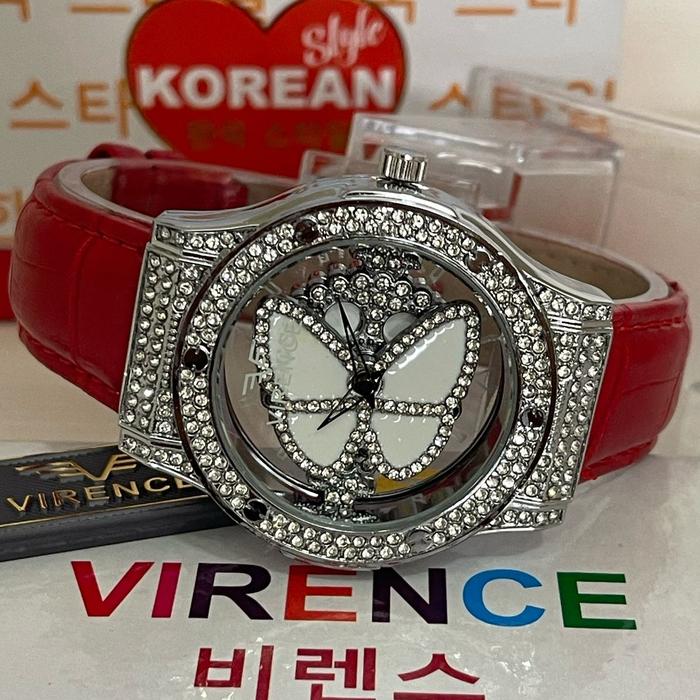 jam tangan wanita Virence original tali kulit diameter lingkar 4.2cm +box +kartu