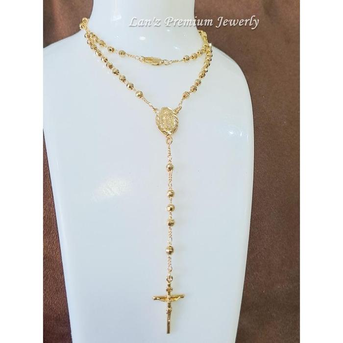 TERLARIS Kalung Rosario Maria Guadalupe Salib Emas Titanium READY
