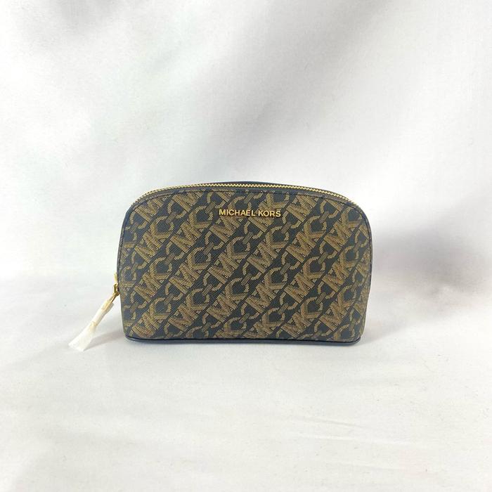 dompet wanita mk empire small cosmetic case black gold metallic vj