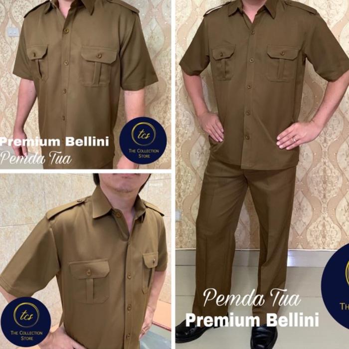 TERBARU JUMBO Seragam Setelan Semi Wool Pemda PNS, Safari Pemda Pria, Baju Seragam Security Supir, D