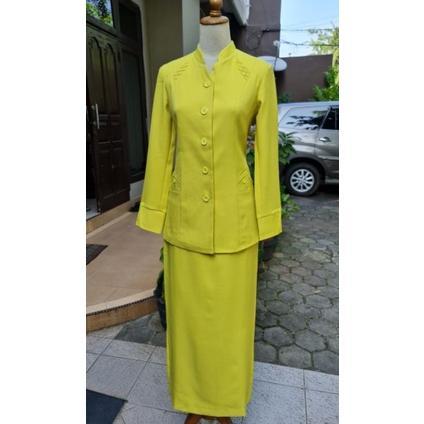 TERBARU Blazer Seragam Kerja Hijau Igra Setelan Rok Dan Celana