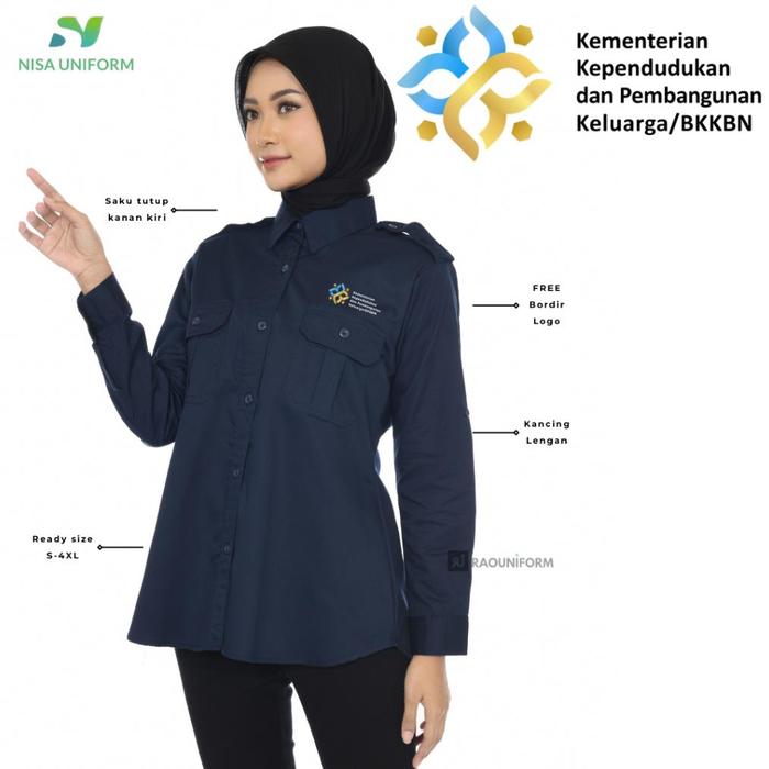 TERBARU Seragam BKKBN 2025 Terbaru/Baju Dinas PDL BKKBN Saku Tutup/Seragam BKKBN Bordir Nama/Kemeja