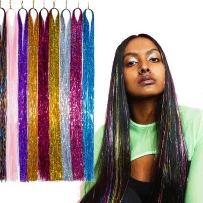 Tinsel Korea Hair Tinsel Highlight Hair Extension Colorfull Tinsel Blink Blink Hair Extension