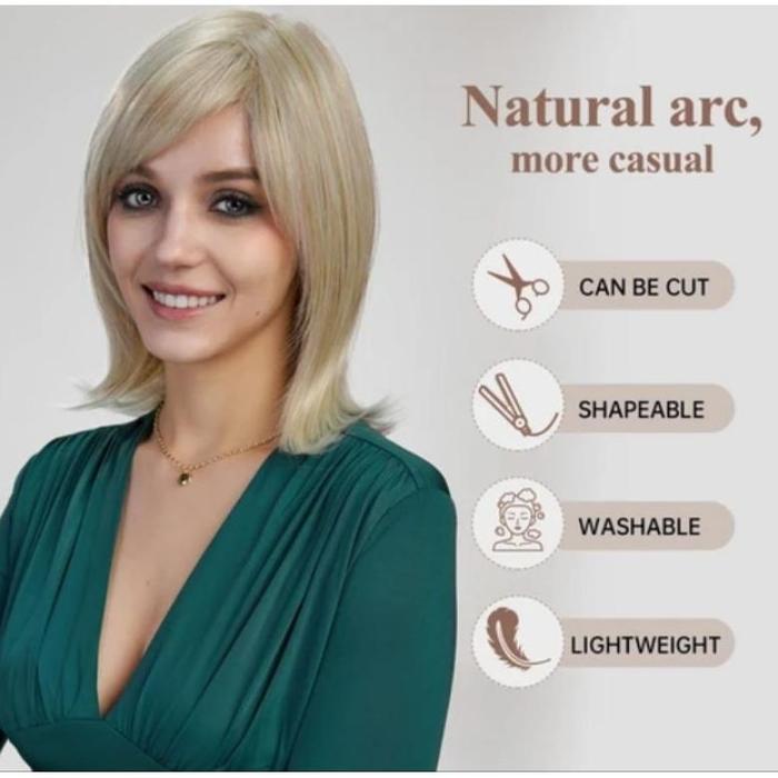 Wig Wanita Blonde Wig Gaya Eropa Wig Wanita Lurus Wig Wanita Korean Style Wig Blonde