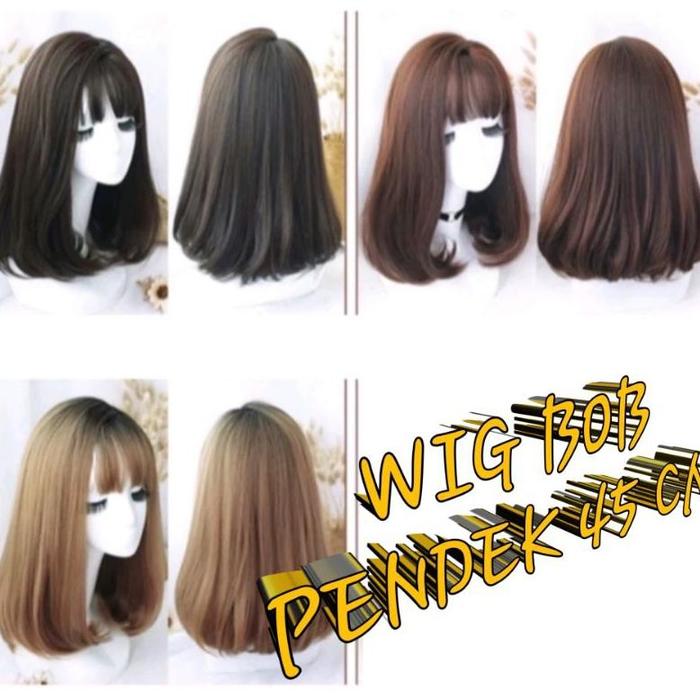 Wig Wanita Model Bob Rambut Pendek 45 Cm full Wig Korean Blow 45 Cm Rambut Palsu Wanita Bob Sebahu P