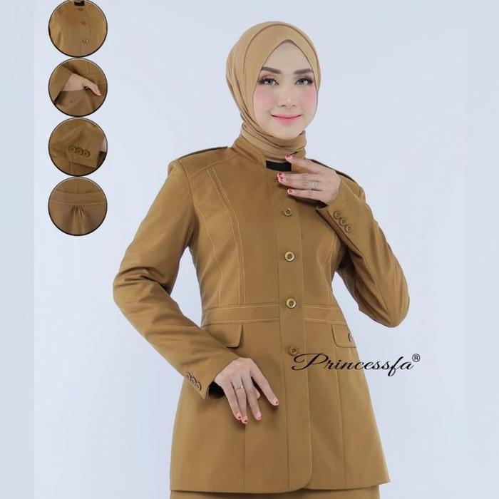 TERBARU Seragam princessfa Setelan rok A Baju Dinas Pns Pemda Khaki Tua Baju Asn Khaki