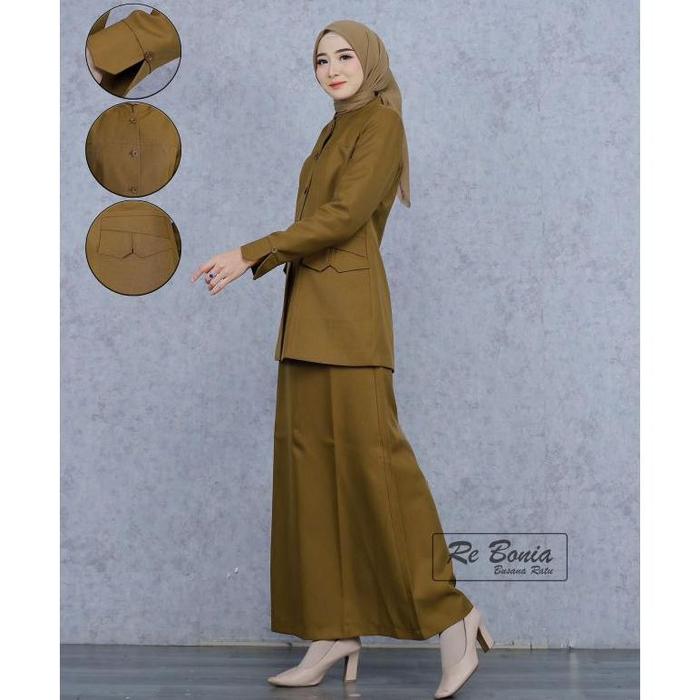 TERBARU Seragam RE BONIA Setelan Baju Kerja Pemda Sedang Rok A , Seragam ASN,PNS,GURU, Baju Dinas Pe