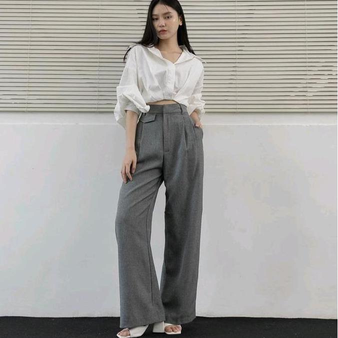 ORO PANTS yeona id highwaist diora Basic Variasi celana panjang kulot kulot ivory kerja oro pants or