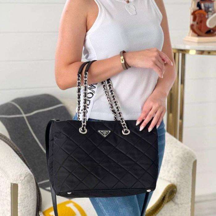 Prada Impuntu Tessuto Chain Bag Authentic