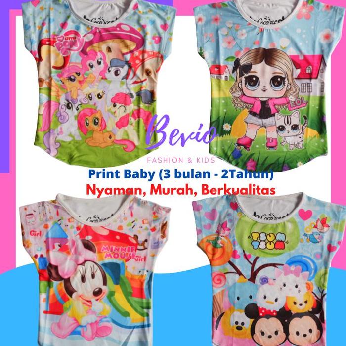 Atasan Kaos Bayi Perempuan Karakter Full Print Coco Ice Baju Baby Cewek 6 Bulan - 2 Tahun Batita Min