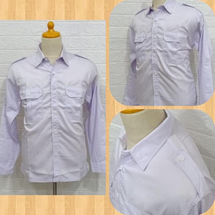 Enzino Kameja PDH PDL PNS Putih Hitam Pria Lengan Panjang Baju Kerja Kantor Outdoor Bahan Katun Dril