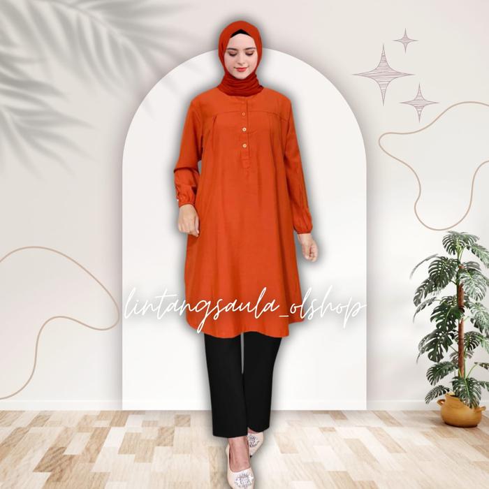 Tunik polos viscose jumbo orange bata