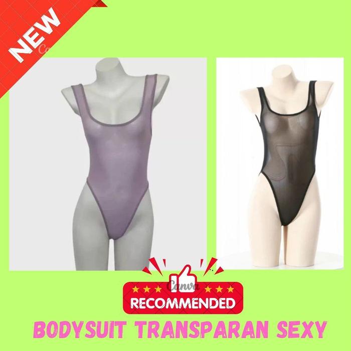 Lingerie Sexy Swimsuit Bodysuit Transparan Halus Melar  Open Crotch O
