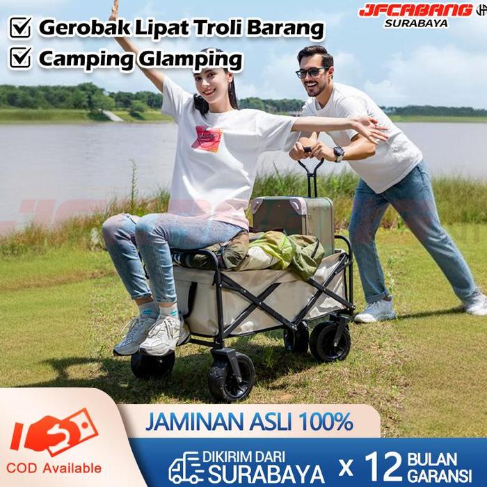 JF Indonesia Troli Lipat Gerobak Keranjang Portable Lipat Piknik Camping Outdoor Gerobak Lipat 10 In