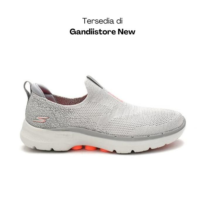 Sepatu Slip On Wanita Skechers Go Walk 6 Glimmering 124502/GYCL Grey Women