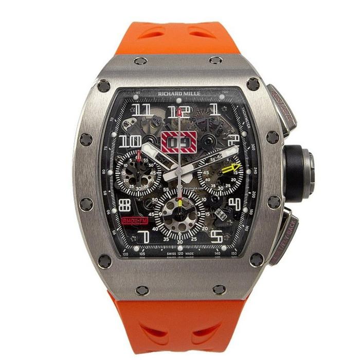 JAM TANGAN RM 1103 TITANIUM ORANGE STRAP SWISS AUTOMATIC