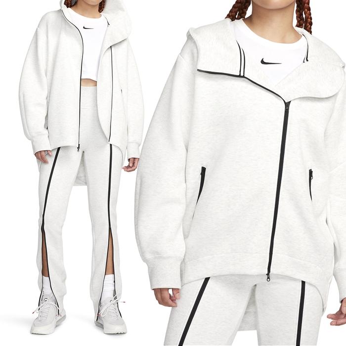 JAKET HOODIE WOMENS AS W NSW TCH FLC OS FZ HDY CAP Tech Fleece Oversized Full-Zip Hoodie Light Grey