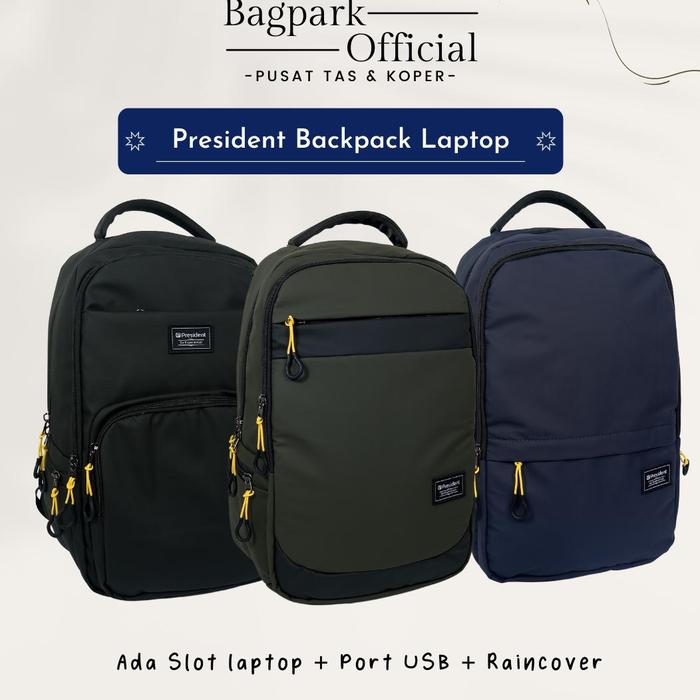 Tas Ransel Pria President Backpack Laptop Waterproof Tas Kerja Pria Tas Anak Sekolah Cowok Tas Kulia