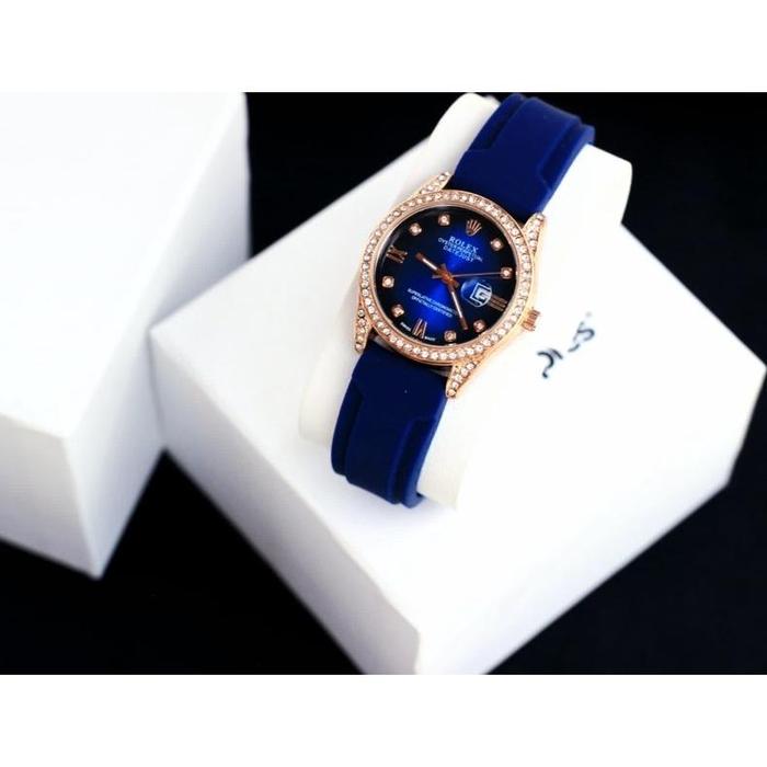 New JAM TANGAN WANITA CEWEK ROLEX RUBBER DIAL DIAMOND TANGGAL AKTIF JAM TANGAN CEWEK MURAH BRANDED F