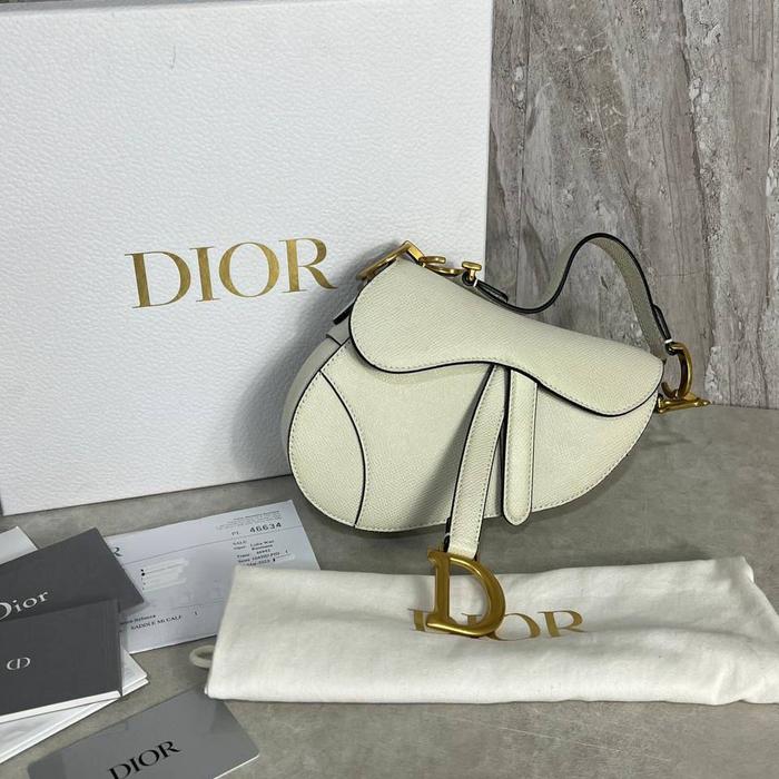 Excellent! Dior Saddle Mini White Calfskin Leather Complete Set with Ori Receipt 2022 @32,99jt only!