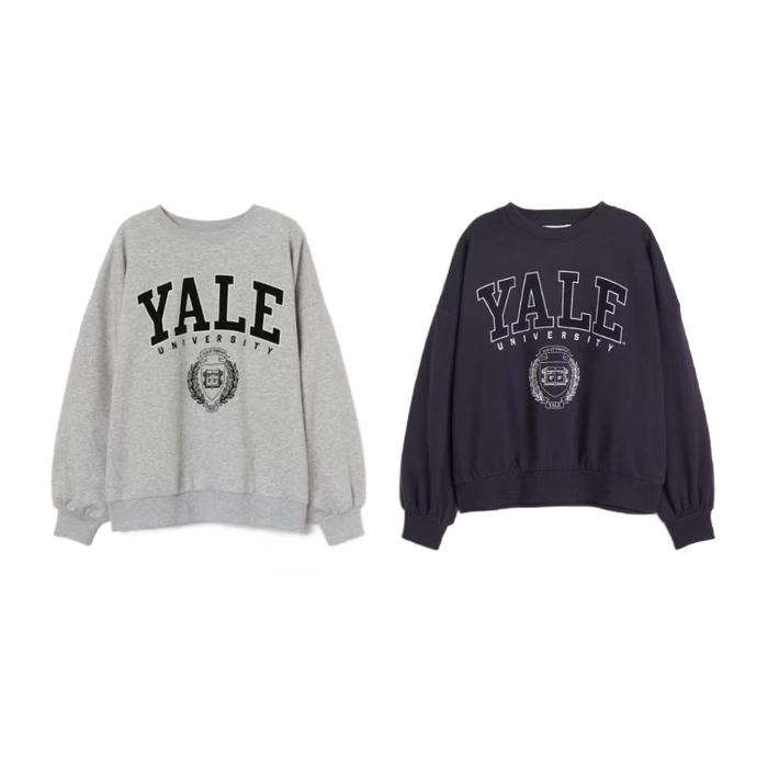 HM FULL TAG NEW YALE NAVY GREY CREWNECK SWEATER SWEATSHIRT