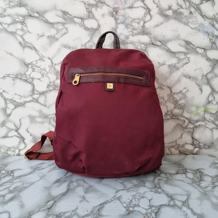 TAS RANSEL WANITA ELEGANCE PARIS NYLON MAROON SECOND BRANDED IMPORT