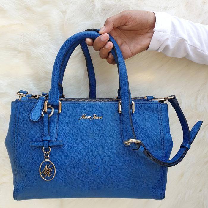 Tas Nina Ricci Selempang Sling Bag Handbag Wanita Kulit Asli Biru