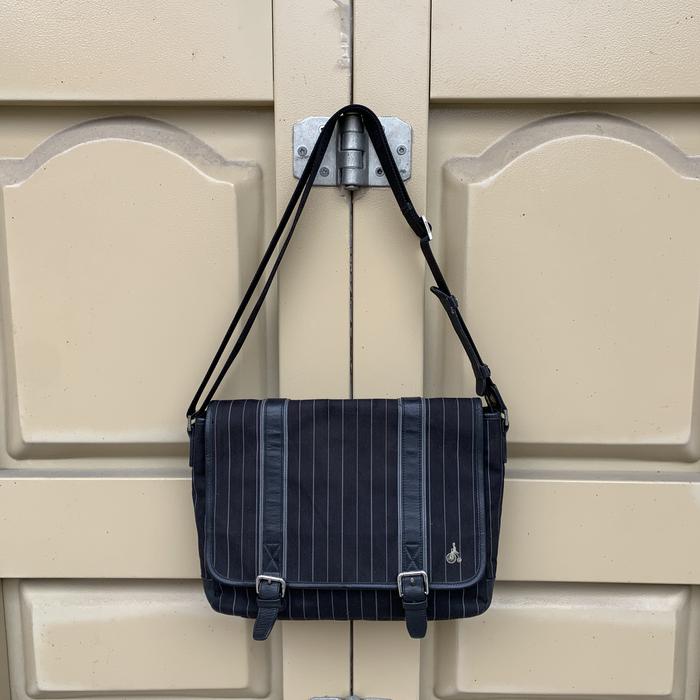 Bean Pole Canvas Mix Leather Sling Bag