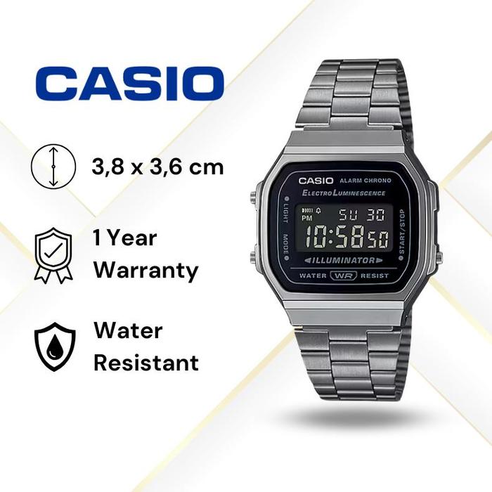 New Jam Tangan Vintage CASIO A-168WGG-1B Original - A168WGG CASIO Original