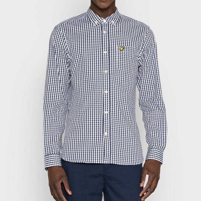 Lyle and Scott Long Sleeve Gingham Shirt Navy Original