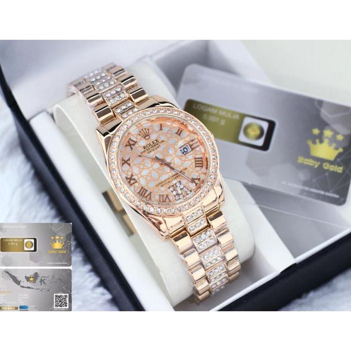 New BIASA Jam Tangan Wanita Cewek ROLEX Free Baby Gold Kado Cewek Set Mewah Fashion