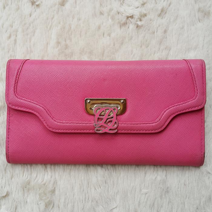 Dompet Louis Quatorze Wanita Lipat Panjang Kulit Asli Pink