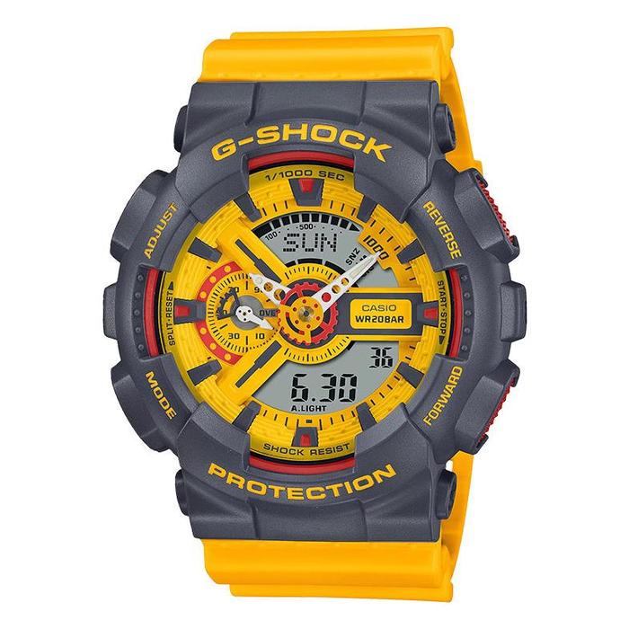 Original Jam Tangan Pria Casio G-Shock GA-110Y-9ADR 90s Sport Series Digital Analog Dial Yellow Resi
