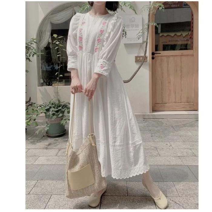 DRESS HAZEL EMBROIDERED MORIKEI STYLE PREMIUM IMPORT / DRESS WANITA IMPORT
