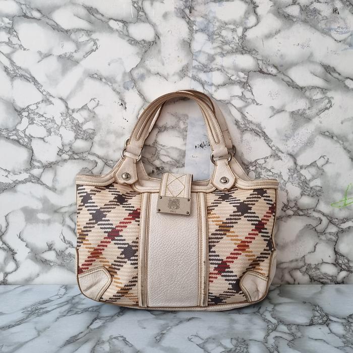 TAS TOP HANDLE WANITA KULIT ASLI DAKS SECOND IMPORT WHITE / TAS TENTENG WANITA DAKS