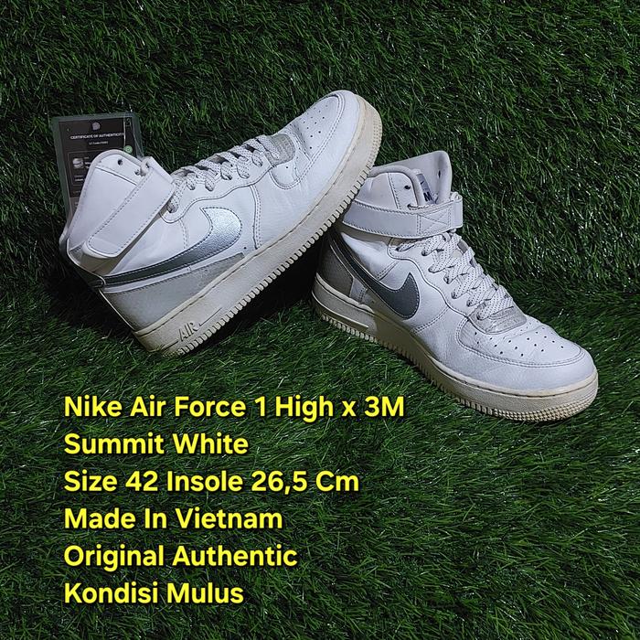 Sepatu Sneakers Casual Nike AF1 High X 3M Size 42 Insole 26,5 Cm Original Authentic Preloved