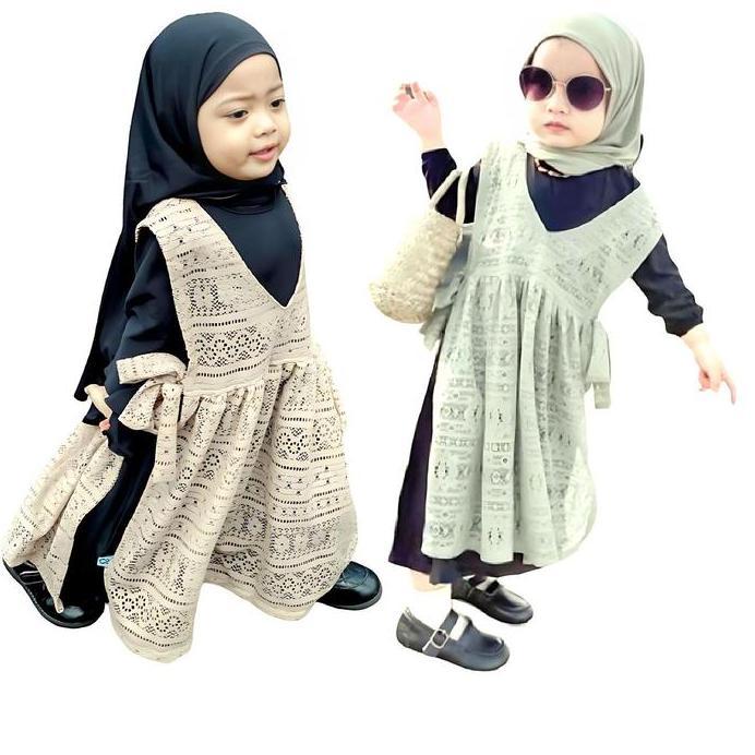 Gamis Bayi Perempuan Newborn 0-2 Tahun Vest Brukat Anak Rompi Katun Spandek Mocca Tiktok Baju Muslim
