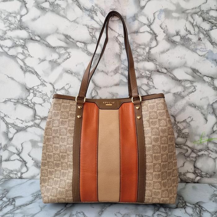 TAS TOTE WANITA LOVCAT PARIS KULIT ASLI SECOND BRANDED IMPORT / TAS TOP HANDLE WANITA