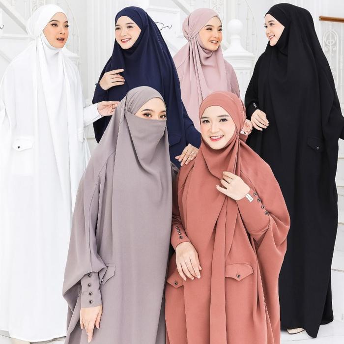 Aviza Ajwa Gamis Muslimah Terbaru 2024 Abaya French Khimar Overhead Model Batwing Syar'I Gamis Cadar